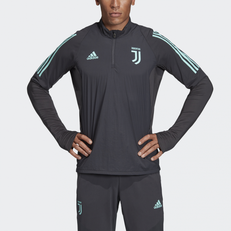 Juventus UCL Training Sportshirt T-Shirt Jersey Grau Herren V-Ausschnitt Kurzarm 