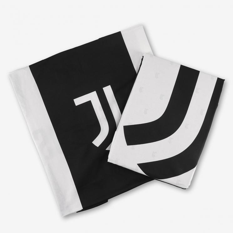 Official Juventus Football Club Black And White Mono Single Duvet Bedding Set 