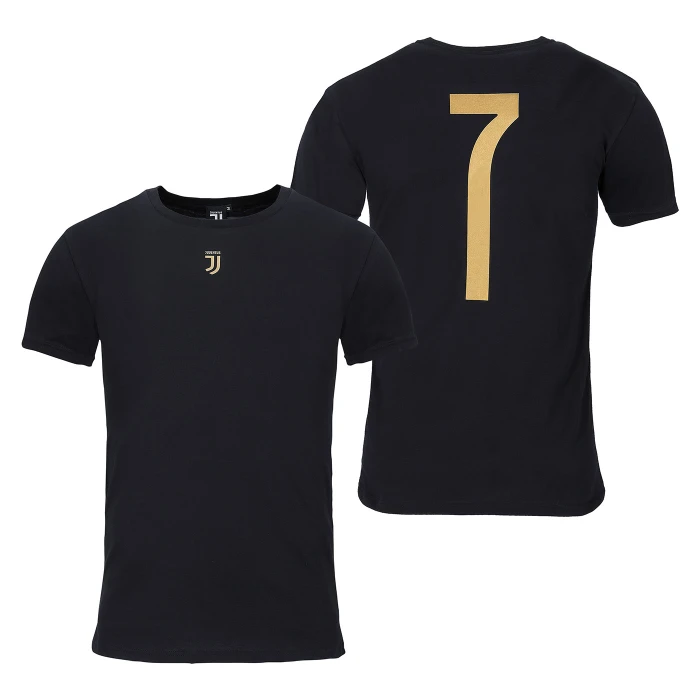 JUVENTUS BLACK NUMBER 7 T-SHIRT - JUNIOR