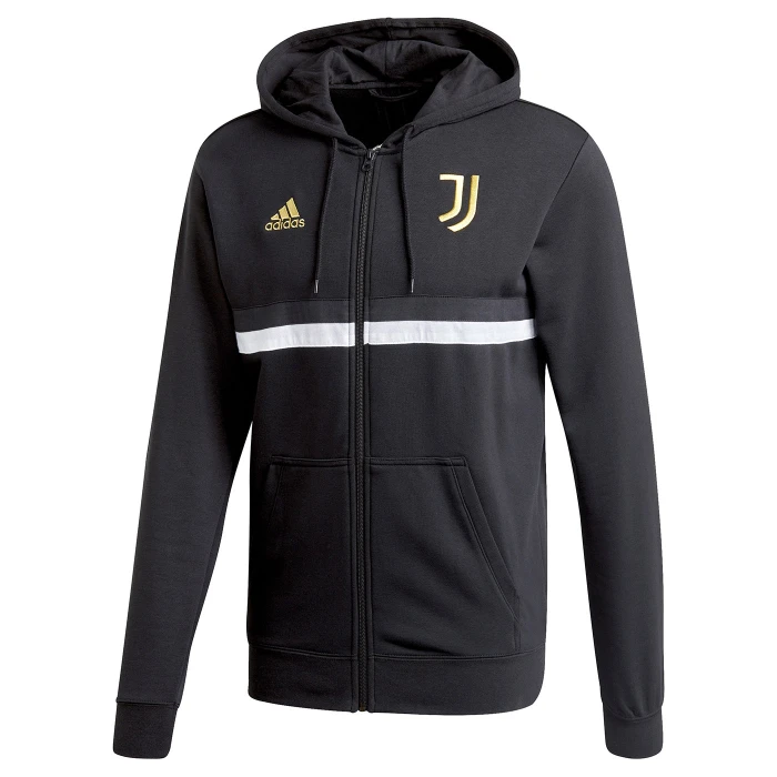 JUVENTUS BLACK 3 STRIPES HOODIE TOP 2020/21