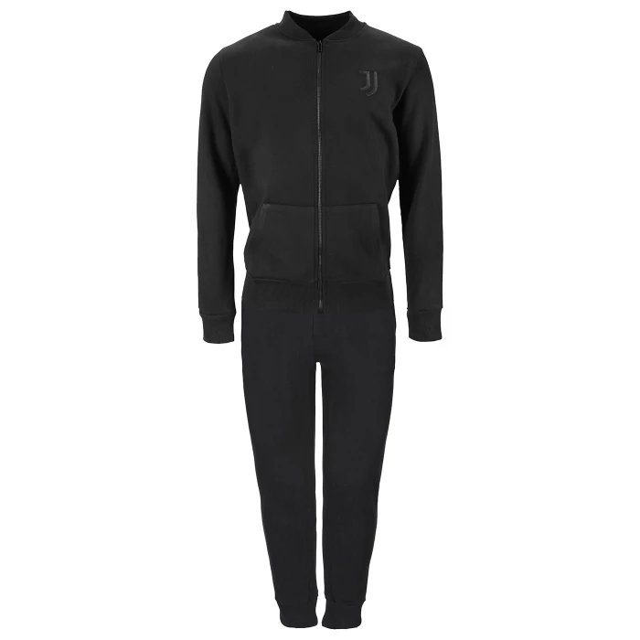 JUVENTUS BLACK ESSENTIAL TRACK TOP LOGO SUIT