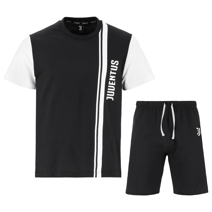 JUVENTUS BLACK SHORT CREW NECK PAJAMAS